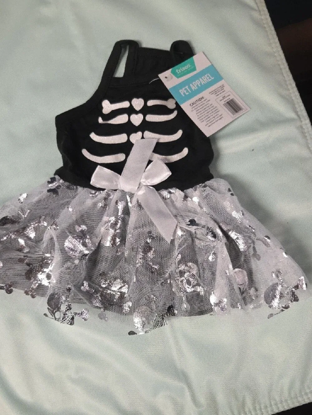Frisco Black & Silver Skeleton Tutu Dress for Dogs